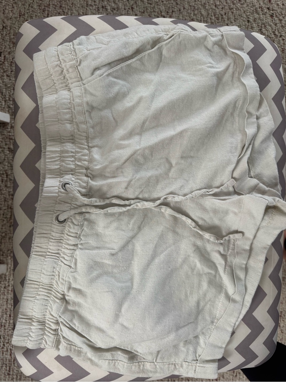 Forever 21 Cream Drawstring Bermuda Shorts